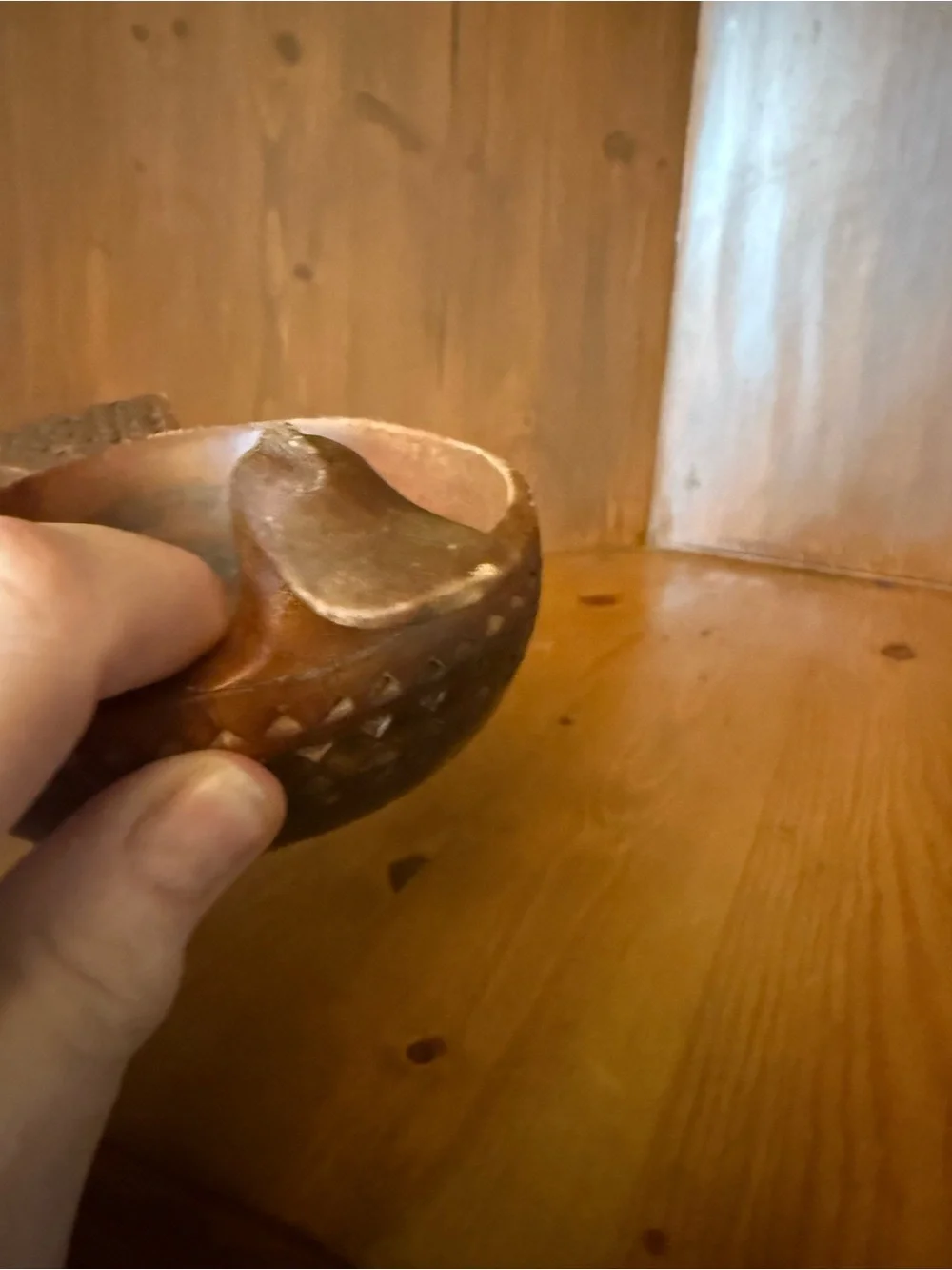 Vintage Hand Carved Wooden Duck Bowl Scandinavian Folk Art Kåsa Mid Century